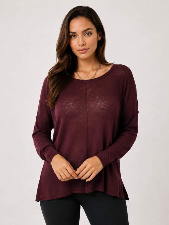 H&M Sweaters - H&M Women Sweater XS Burgundy Lightweight Crewneck Soft Flowy Casual Top